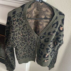 Vans Olive Leopard Print Women's Cardigan